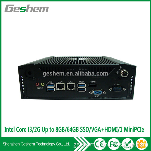 New core i3 fanless industrial mini pc with 2 Lan 6COM intel i3 processor 4G 64GB mini pc x86